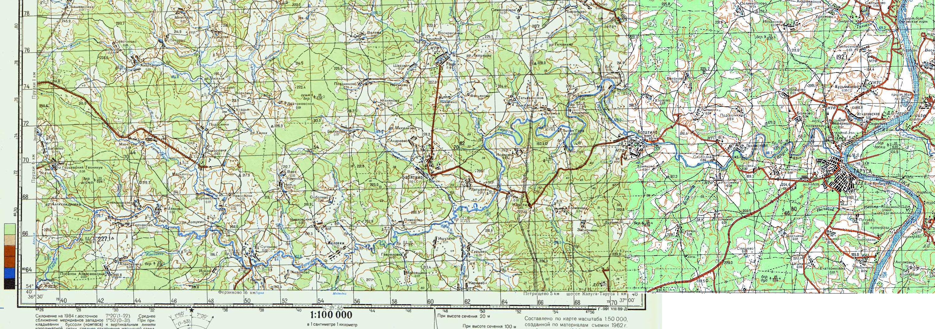 Карта таруса калужская область